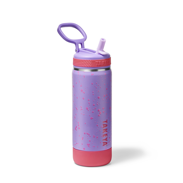 Glow In The Dark Sport Kids Water Bottle Confetti With Straw Lid V9