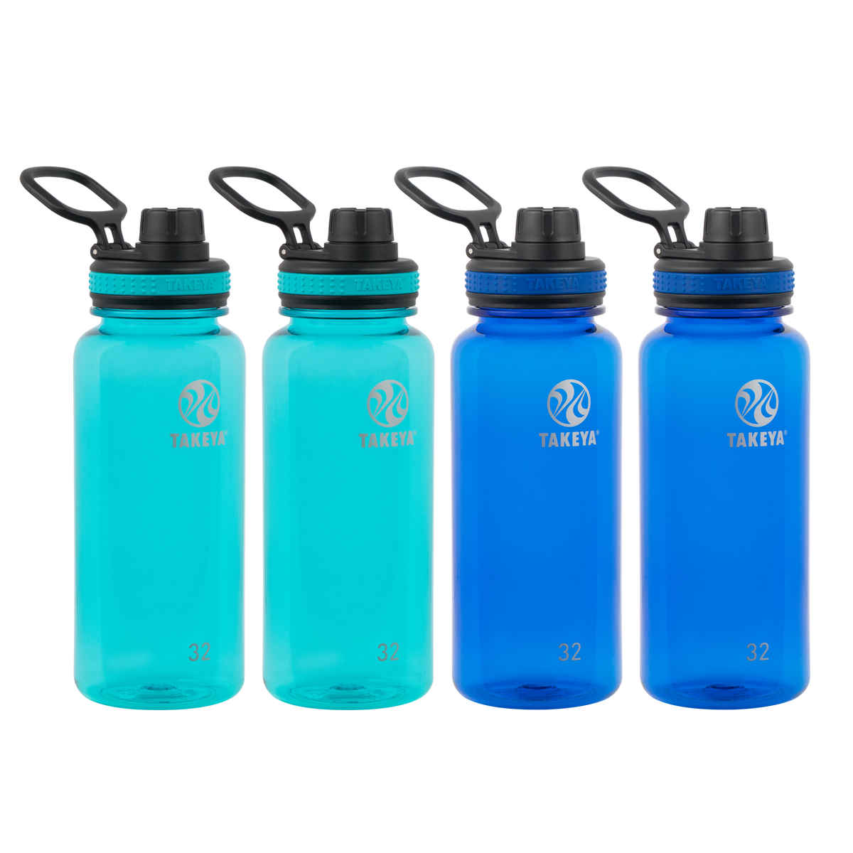 Tritan Water Bottle With Spout Lid (4 Pack) D4 — 32oz / Ocean/Royal