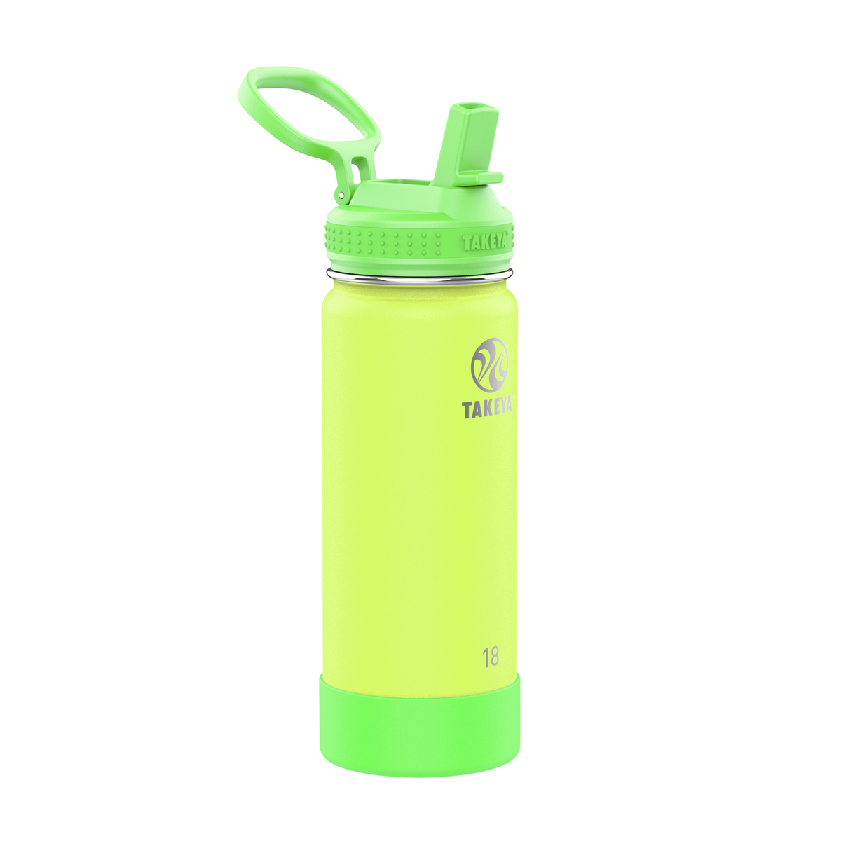 Actives Kids Glow In The Dark Water Bottle With Straw Lid F3 — 18oz / Lightning Green