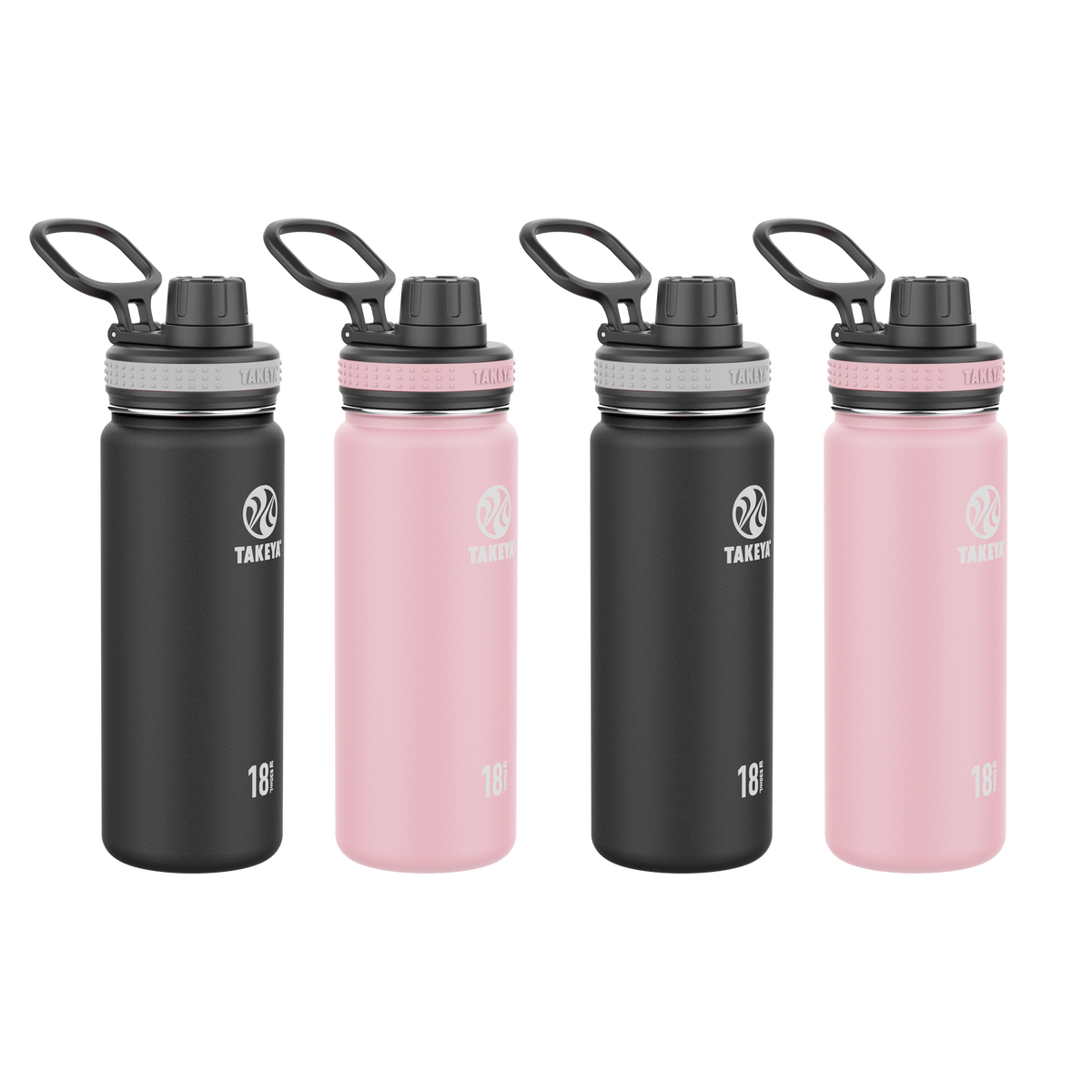 Originals Water Bottle with Spout Lid (4 Pack) V4 — 18oz / Black/Blush