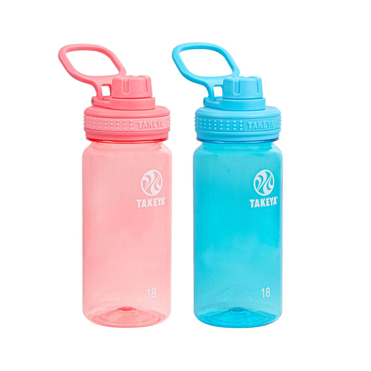 Tritan Water Bottle Bundle With Spout Lid (2 Pack) H5 — 18oz / Flutter Pink/Breezy Blue