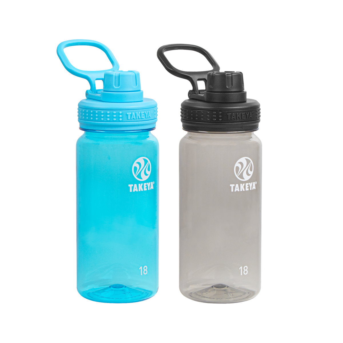 Tritan Water Bottle Bundle With Spout Lid (2 Pack) J8 — 18oz / Breezy Blue/Stormy Black