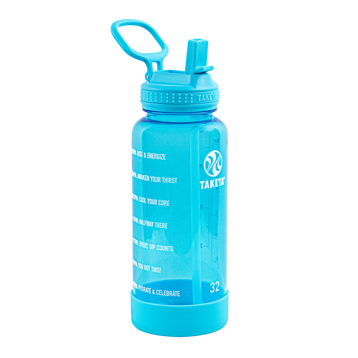 Tritan Motivational Water Bottle With Straw Lid K0 — 32oz / Breezy Blue