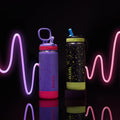 Glow In The Dark Sport Kids Water Bottle Confetti With Straw Lid V9