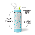 Glow In The Dark Sport Kids Water Bottle Confetti With Straw Lid V9