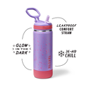 Glow In The Dark Sport Kids Water Bottle Confetti With Straw Lid B7