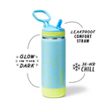 Glow In The Dark Sport Kids Water Bottle Confetti With Straw Lid B7