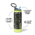 Glow In The Dark Sport Kids Water Bottle Confetti With Straw Lid B7