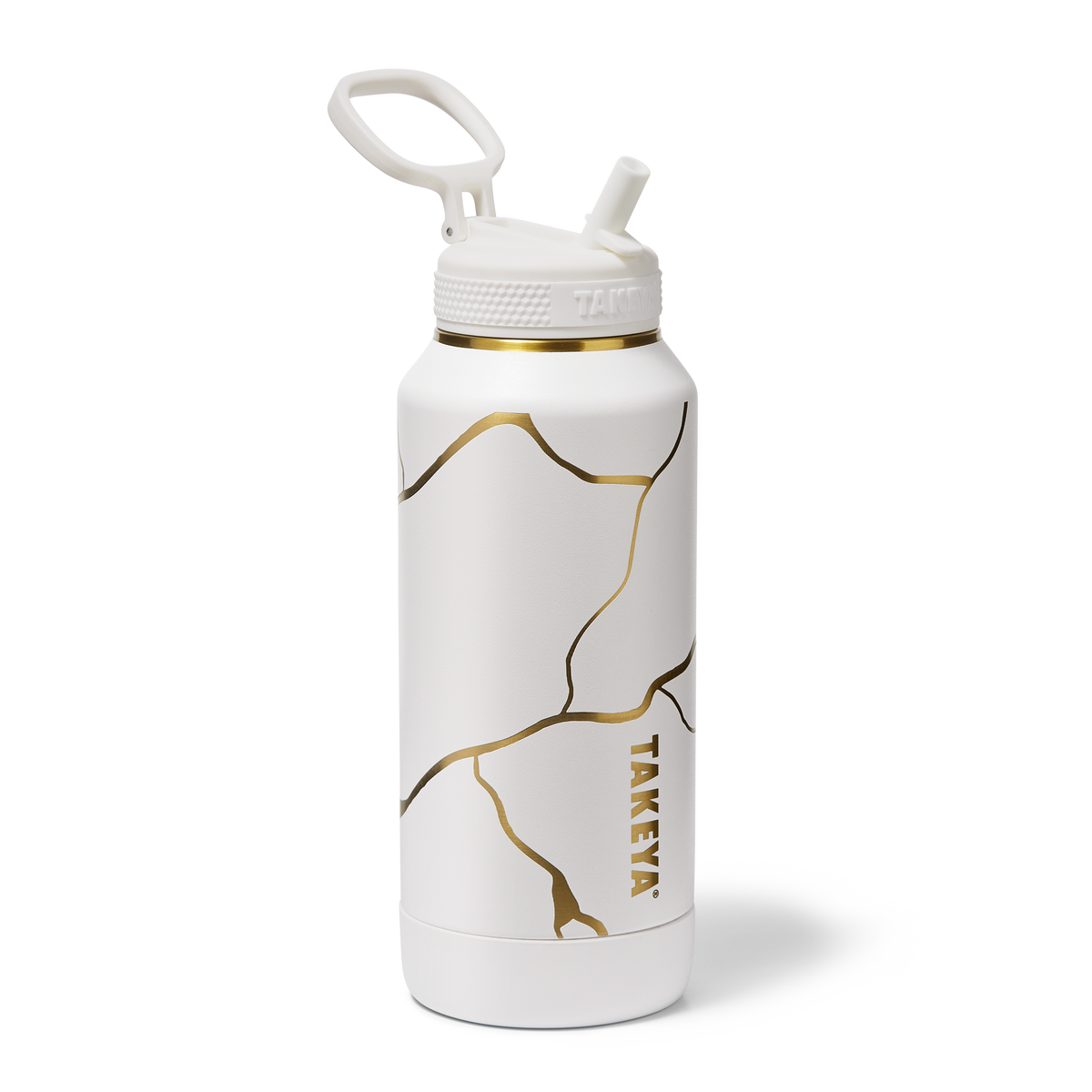 Kintsugi Water Bottle with Straw Lid L5 — 32oz / Blanc